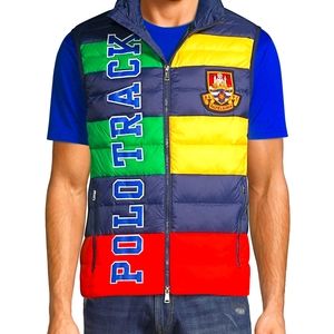 🆕️ POLO Ralph Lauren POLO TRACK Packable Down Puffer Vest Colorblock